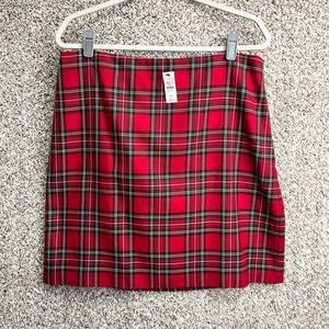 Talbots Skirt Women's 14P Red Plaid Side Zip Mini NWT